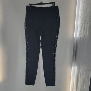 Black Sequin-Trimmed Pants NWT